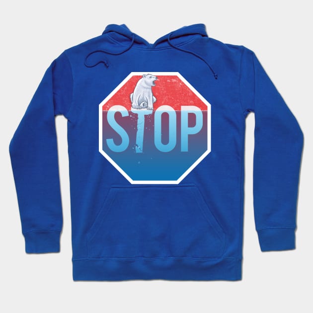 STOP Global Warming Ice Bear Melting Polar Caps Hoodie by kgullholmen